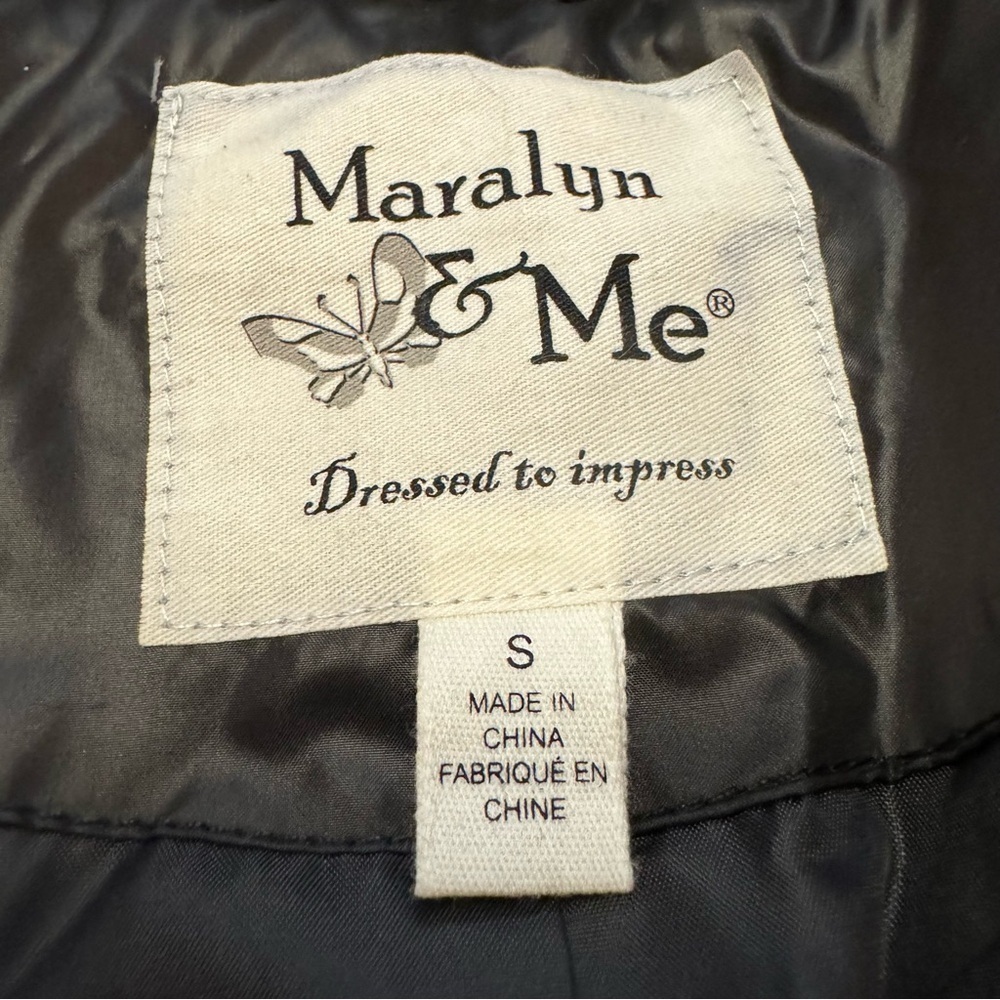 Marilyn & Me Black Puffer Jacket Size S Cropped adjustable cords at waist NEW - Picture 4 of 16